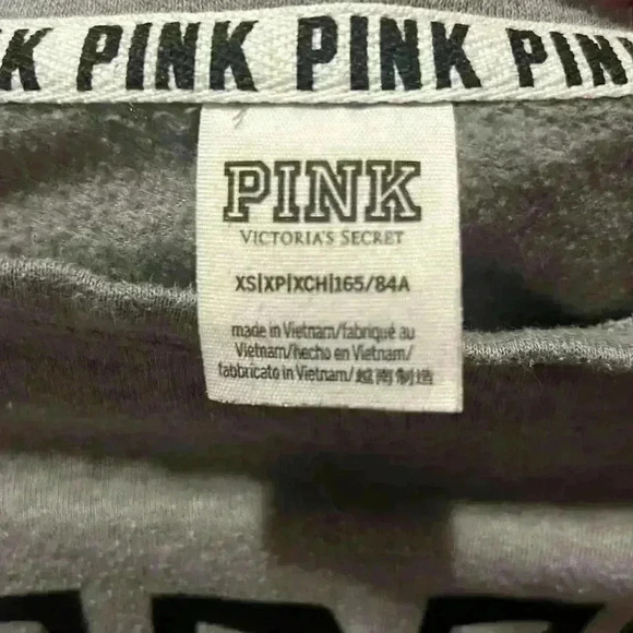 Victoria’s Secret Pink size XS Grey Spellout Logo Crewneck Light Sweater - Picture 4 of 5